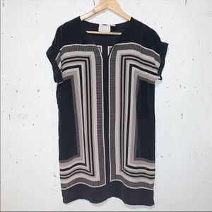 Cynthia Rowley 100% Silk Geometric Shift Dress Blue Size 10